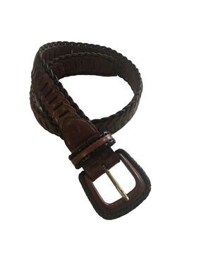 Leather belt. Brown and black. Woven braided western cowboy Size M